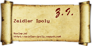 Zeidler Ipoly névjegykártya